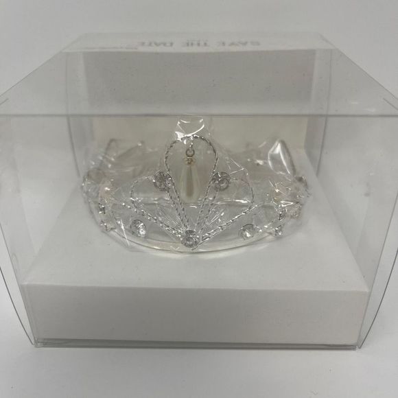 Bun Tiara Pearl Accent with Rhinestones - Picture 1 of 7